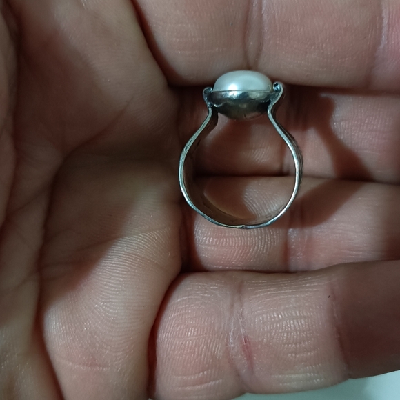 Silpada Sterling 925 Silver Nestled Leaf Pearl Ring R2865 Sz 6.5 - Picture 5 of 8